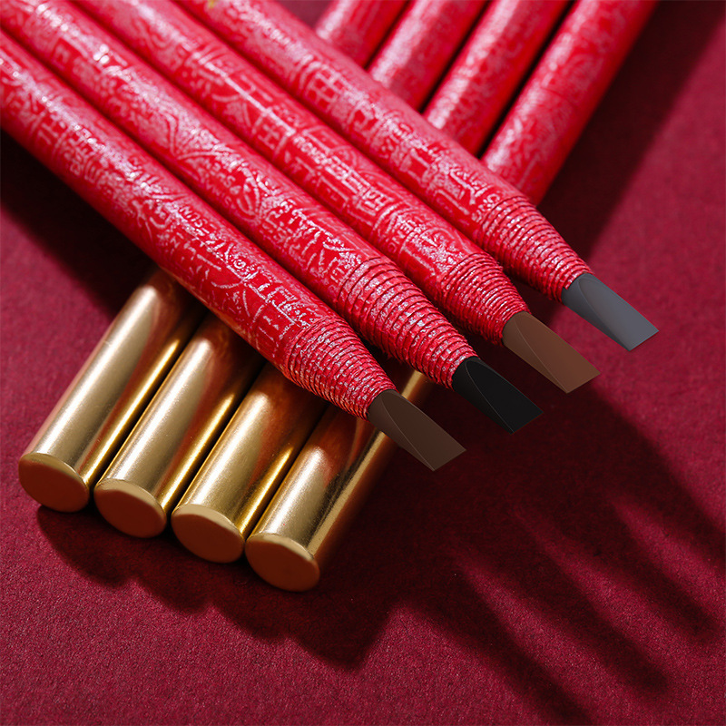 Golden rose threaded eyebrow pencil Chinese style machete-type waterproof and sweat-proof long-lasting color eyebrow pencil for beginners makeup