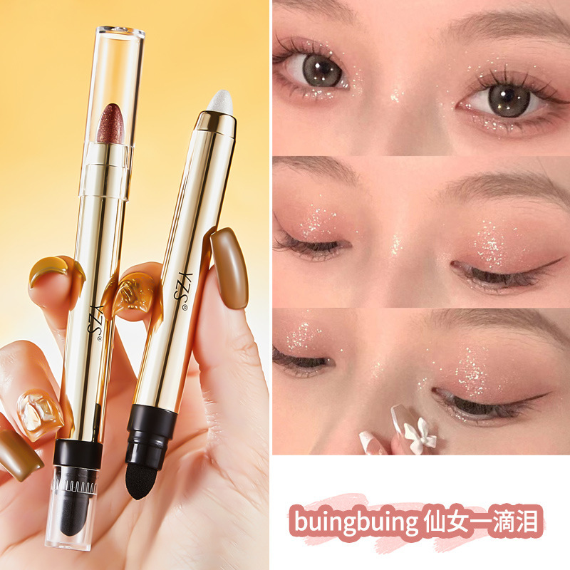 YZS Rona Goddess Eyeshadow One-touch Molded Waterproof, Sweat-proof and Not Easy to Smudge Lazy High-gloss Pearlescent Double-ended Eyeshadow Stick