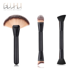 Single black fan-shaped makeup brush, foundation brush, makeup tools, eye set, eye shadow brush, wooden handle, brush G