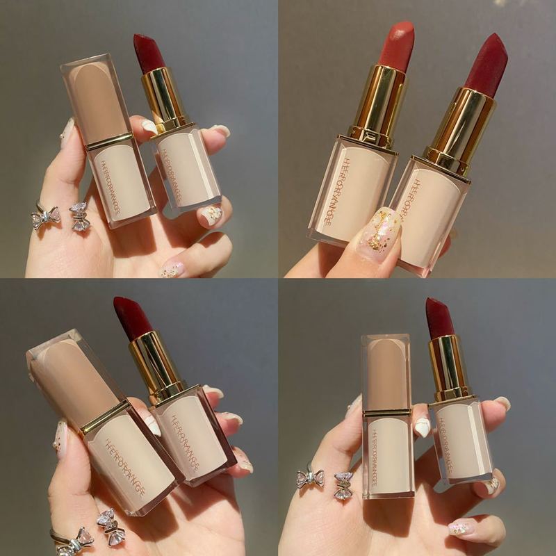 HERORANGE crystal matte square tube lipstick folding gift box packaging matte matte high-value color lipstick