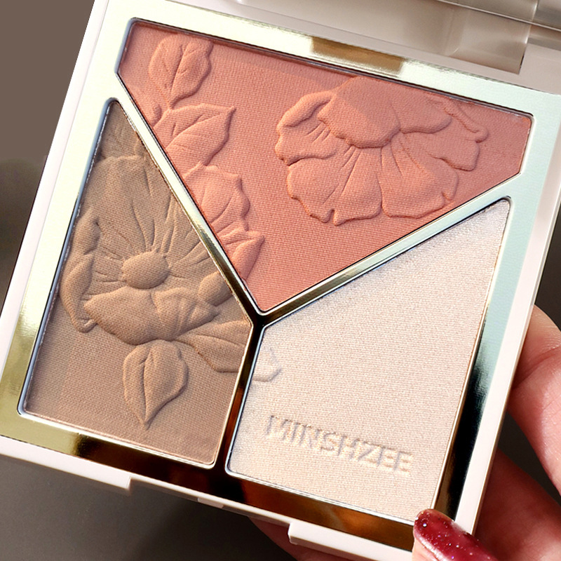Ming Xizhi three-color contouring highlighter disc shadow nose shadow silhouette beginners brighten three-dimensional highlight all-in-one disc student