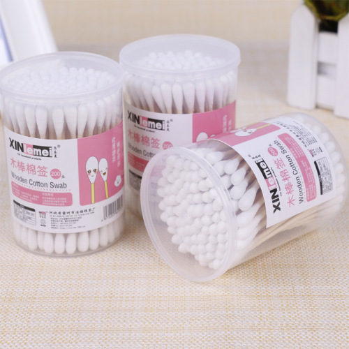 Xinlemei cotton swabs 100 boxed double-ended disposable cotton swabs for cleaning and hygienic ear-picking wooden swabs