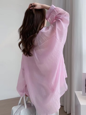 Ice silk sun protection clothing women's shirt new summer loose outer wear anti-UV chiffon cardigan thin coat