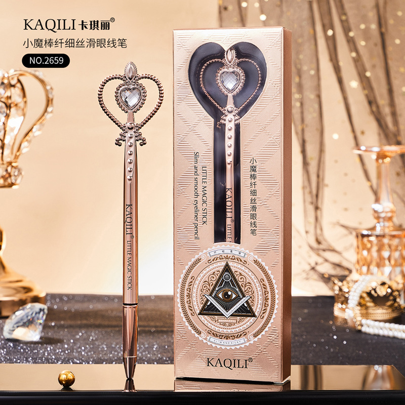Kaqili Little Magic Wand Slim Silky Eyeliner Waterproof Non-fading Quick-drying Long-lasting Cool Black Eyeliner Pen Affordable