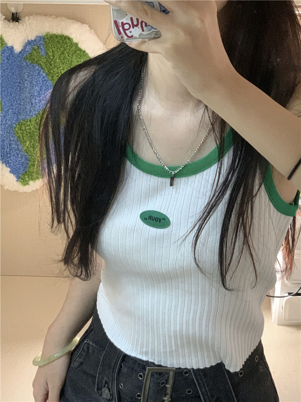 拼色小吊帶女夏季內搭打底短款工字背心修身外穿無袖上衣