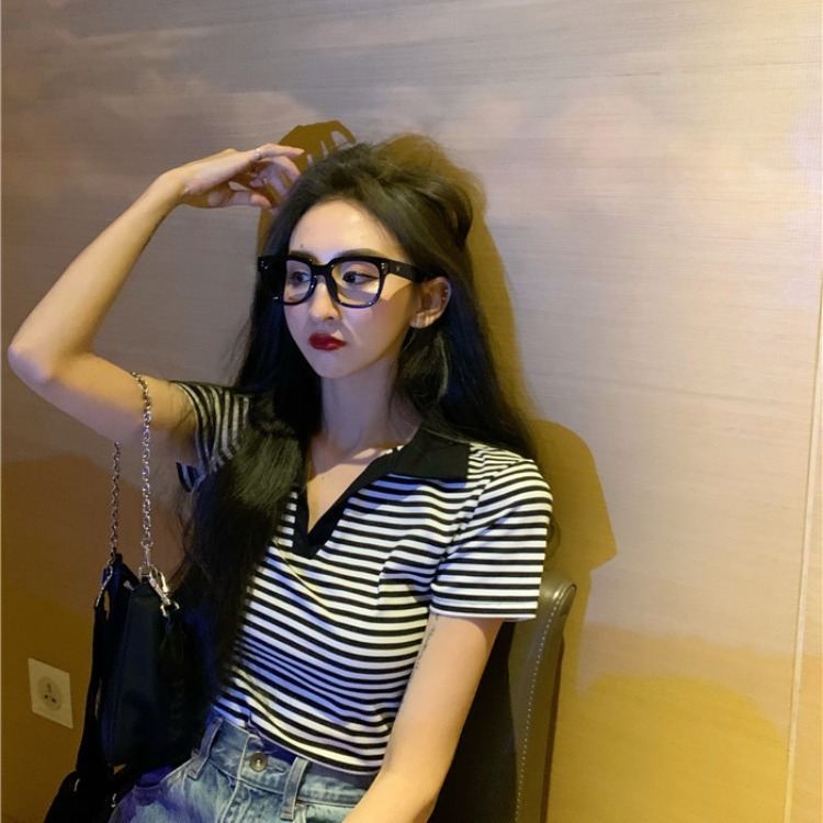 復古短袖針織衫女夏季薄款2024新款設計感小眾寬鬆短款碎花上衣