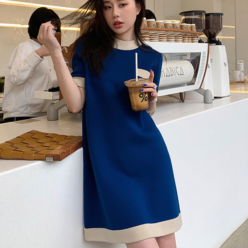 針織連衣裙女2024新款法式復古寬鬆顯瘦小個子小香氣質風裙子女夏