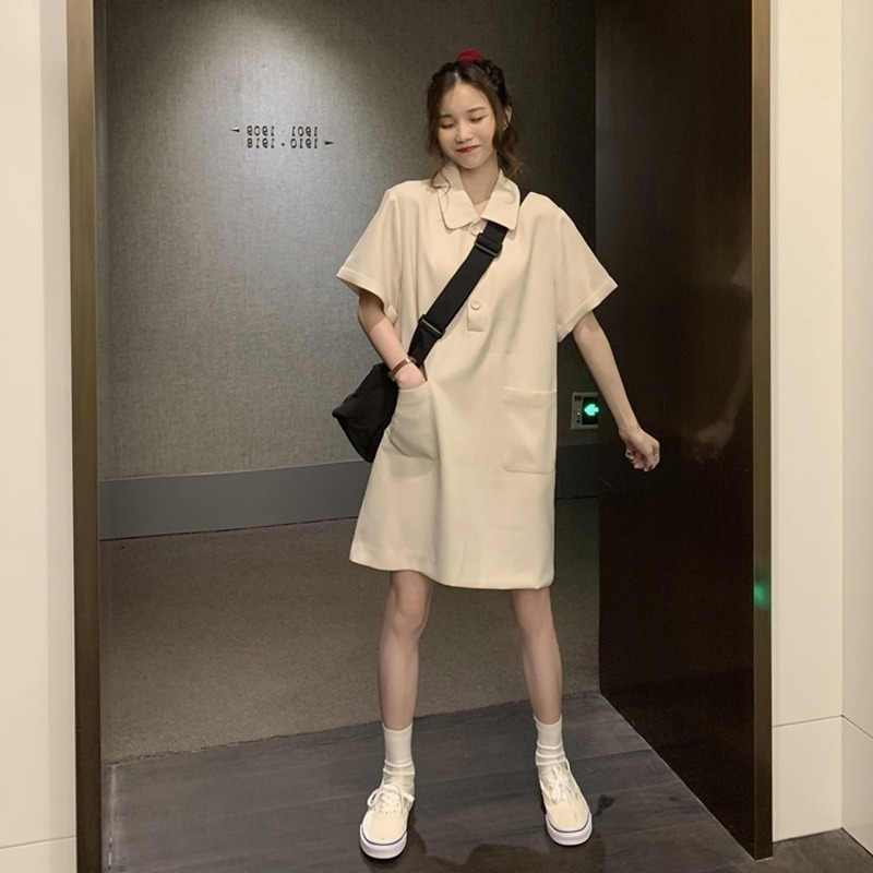 法式小眾設計感小個子洋氣小香風polo連衣裙子女夏2024新款寬鬆夏