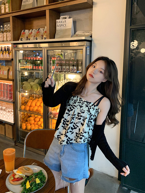 吊帶上衣夏外穿短款小清新甜辣小眾碎花背心