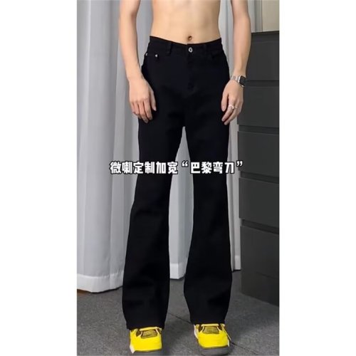 Black new style slightly flared small wide leg high waist casual suit long women's slim slim pants for men