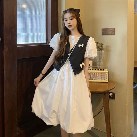Summer cool style women's high-end skirt French retro dress Hepburn design niche vest suit