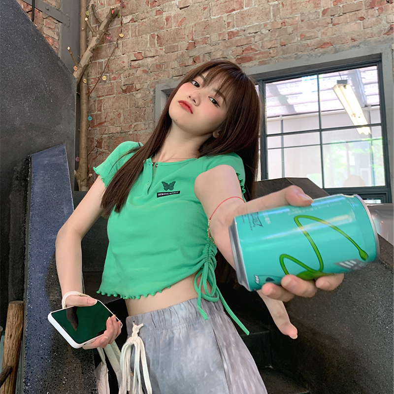 SHOW AMIU 滕雨佳 花木蘭合作款 大熱風 針織露臍T