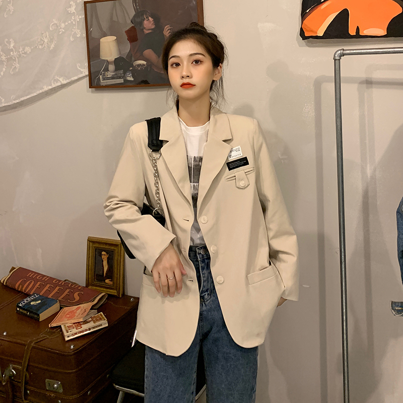 Real shot ~ New Korean style large version loose and versatile design blazer slim casual suit