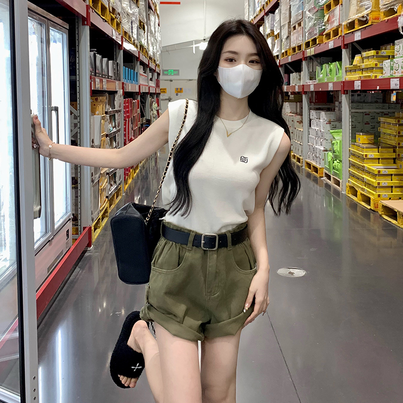 設計感外穿背心針織衫夏季2024新款薄款時尚白色寬鬆無袖上衣女裝
