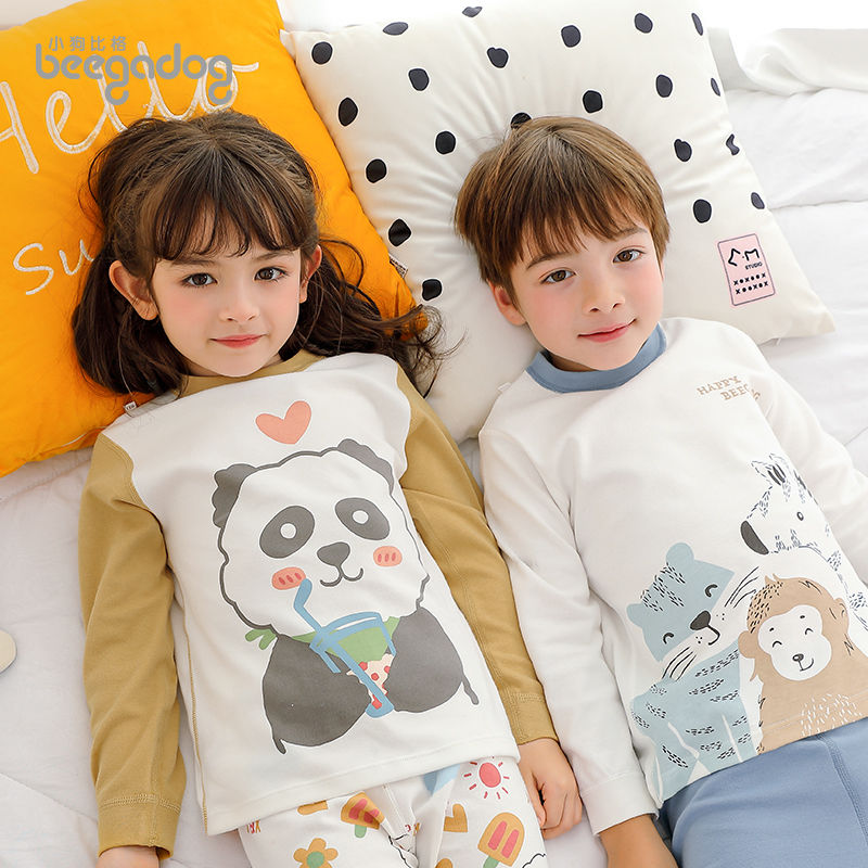Puppy Beagle Children's Autumn Clothes and Autumn Pants Set Pure Cotton Long-Sleeved Pajamas Baby Girl Underwear Set Spring and Autumn Cotton