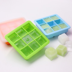 DIY 9-grid silicone ice cube mold ice box with lid baby baby food box kitchen supplies
