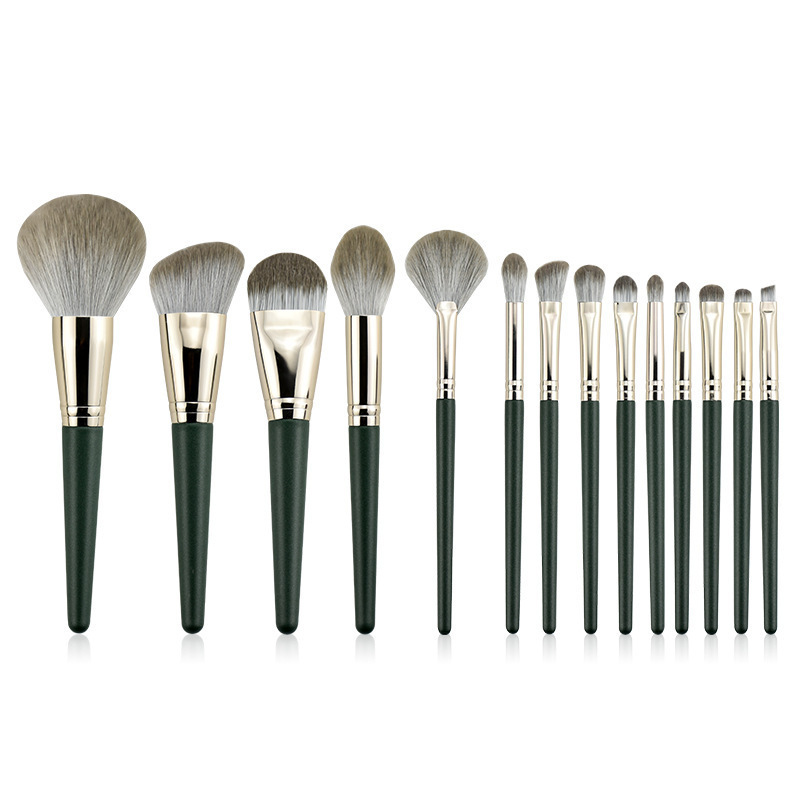 14-piece Green Cloud Makeup Brush Set Affordable Powder Brush Foundation Brush Concealer Brush Beauty Tools