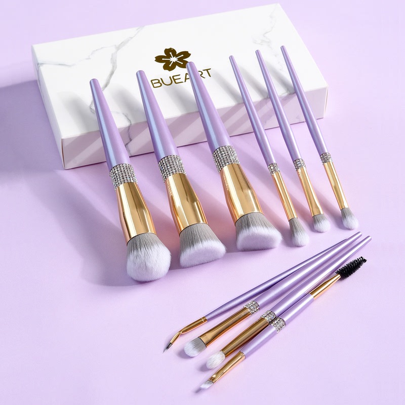 10 lilac purple diamond makeup brush set makeup brush tool storage bucket