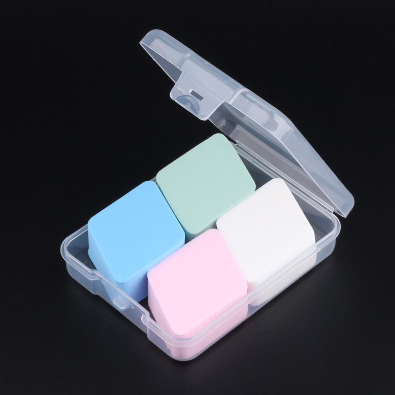 Beauty cosmetics face wash puff storage box transparent PP flip-top plastic box rectangular empty box