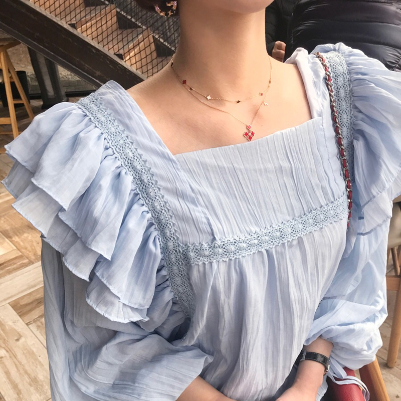 New Super Fairy Sweet Ruffled Shirt, Versatile Fashionable Baby Shirt, Korean Style Women's Top, Chiffon Shirt