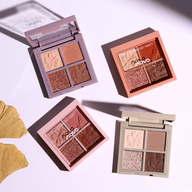 NOVO four-color eye shadow ins super popular internet celebrity same makeup pearlescent matte earth color eye shadow palette newbie 5330