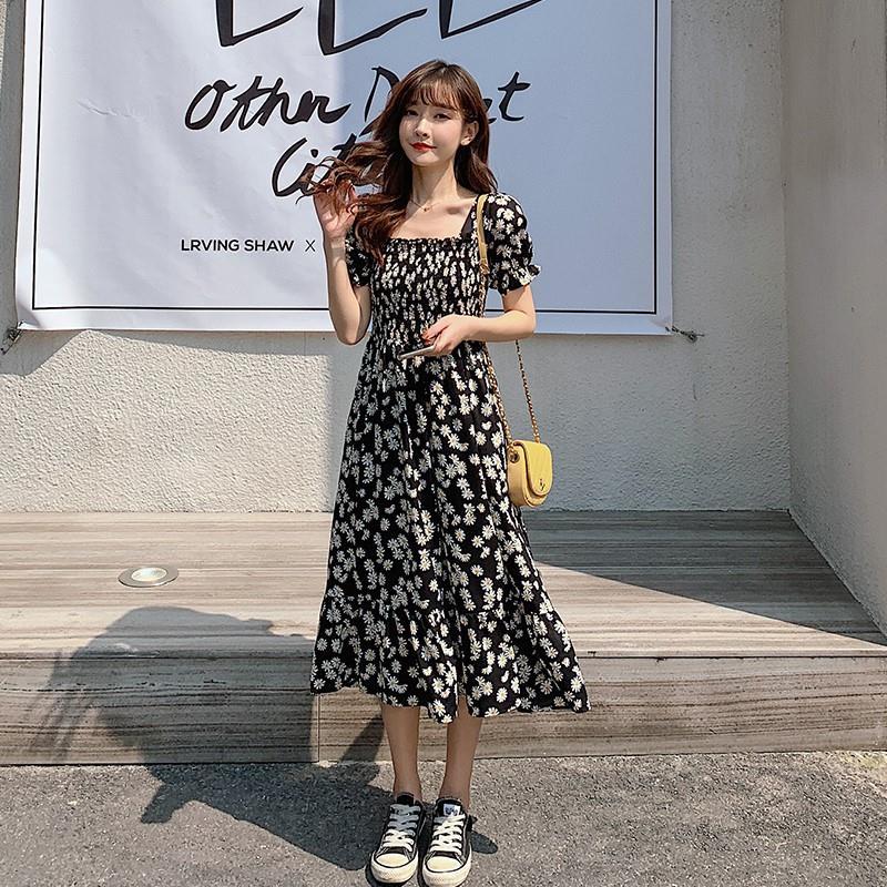 Plus size women's 2024 new summer clothes for obese sisters mm to cover belly and look slim Western style small daisy chiffon dress