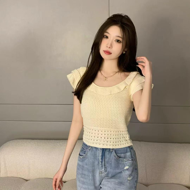 Tall hot girl top design niche style short American retro rose red short-sleeved T-shirt for women summer