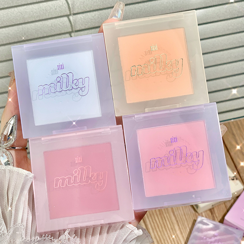 xixi Milk Galaxy Soft Mist Blush Compact and Portable Natural Nude Makeup Matte Student Single Color Brightening Blush Purple Blush