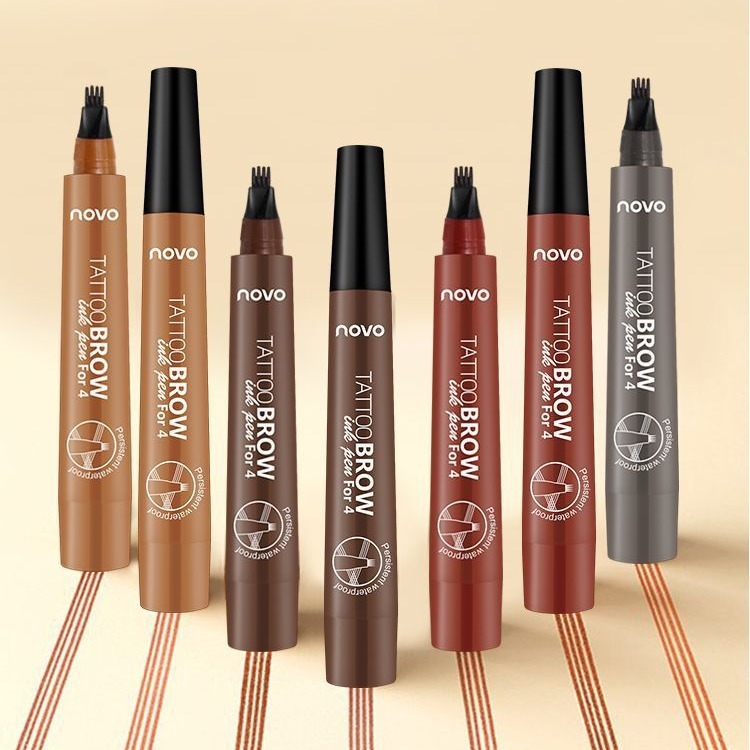 NOVO four-branch liquid water eyebrow pencil three-dimensional simulation of native eyebrows long-lasting color waterproof and sweat-proof eyebrow pencil four colors
