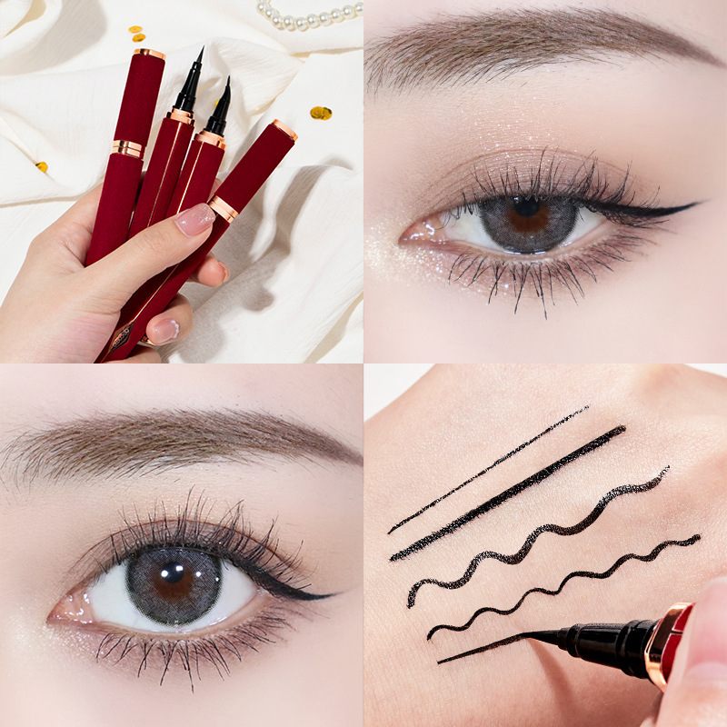 Gemeng red velvet eyeliner, ultra-fine, waterproof, sweat-resistant, long-lasting, not easy to smudge, quick-drying liquid eyeliner brush head