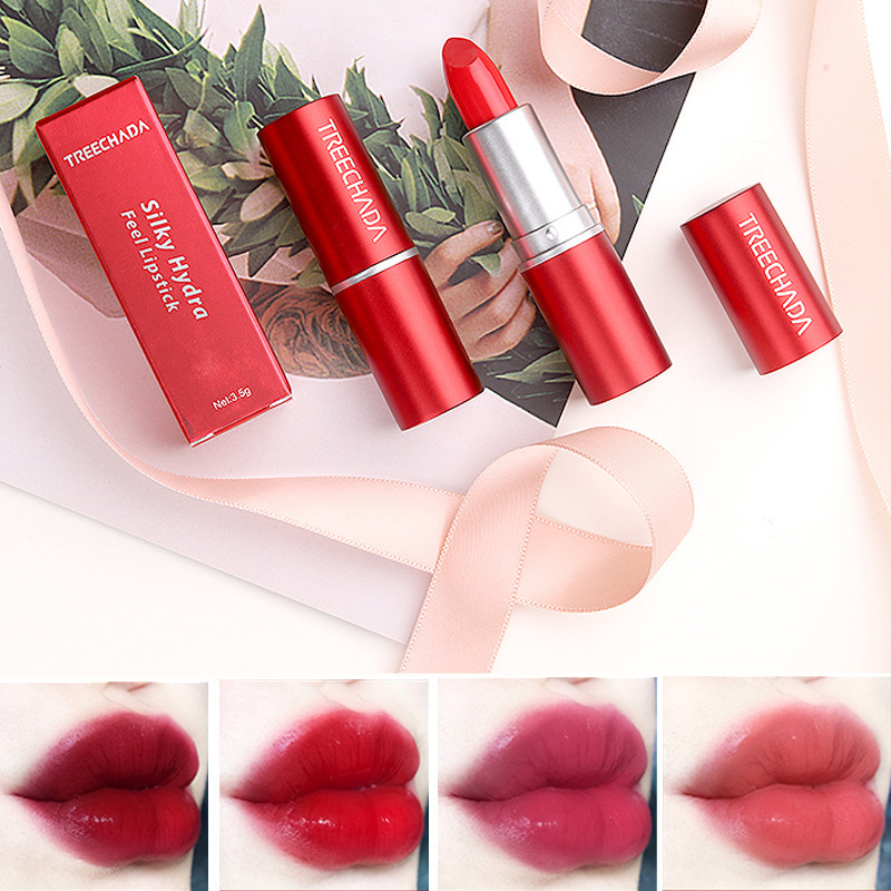 With Chinese label, Thai TREECHADA red tube velvet matte lipstick in 8 colors to enhance complexion and moisturize