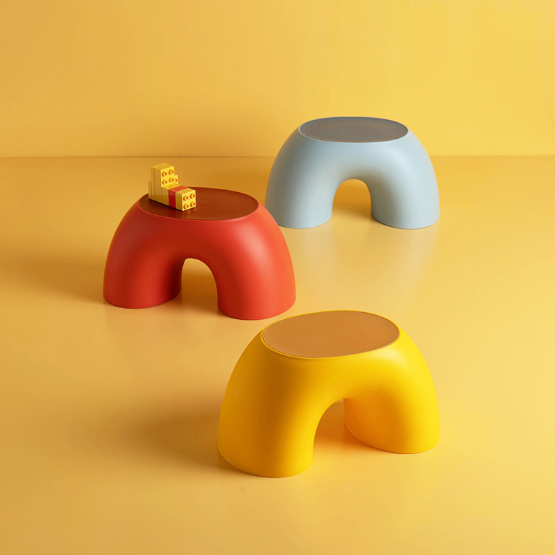 Household children's row stool Nordic simple ring rainbow stool non-slip thickened shoe changing bench baby foot stool