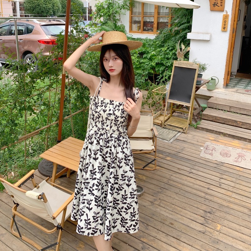 First love studio suspender skirt for women summer new style fresh and sweet niche floral vest dress internet celebrity