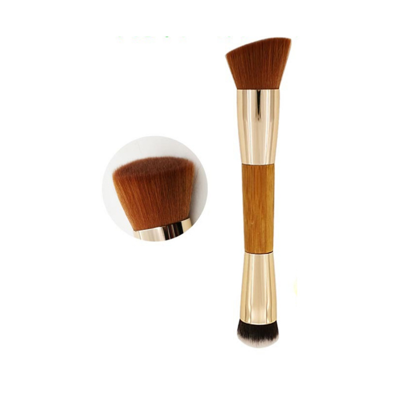Gold powder beauty single bamboo handle round head loose powder brush double-head blush powder brush beauty tool foundation makeup brush