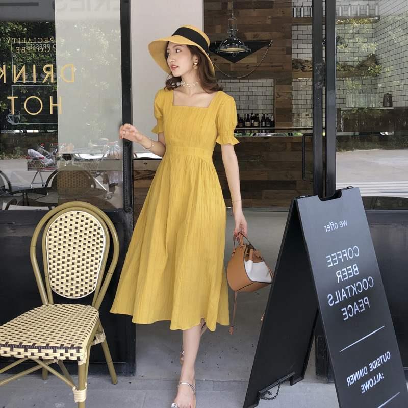 Retro fairy niche platycodon long skirt super fairy forest style sweet waist slimming dress summer