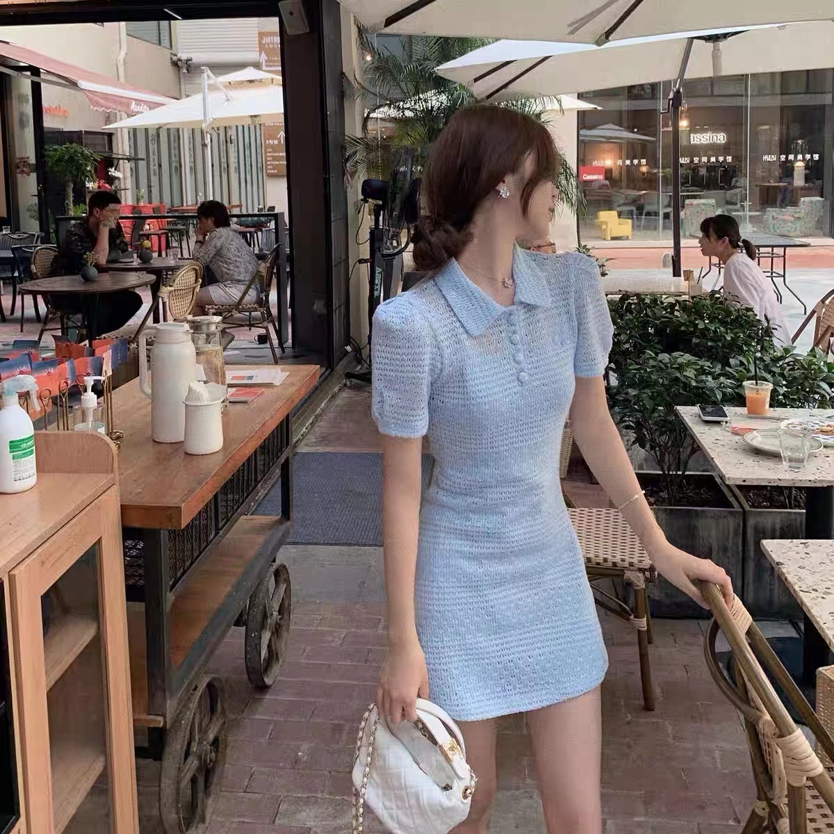 French gentle style dress for women summer new style small waist slimming temperament first love platycodon fairy skirt
