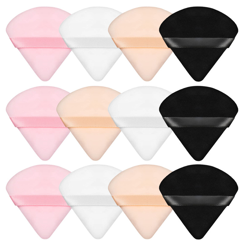 Triangular flocking puff double-sided makeup air cushion beauty tool loose powder makeup super soft crystal velvet puff