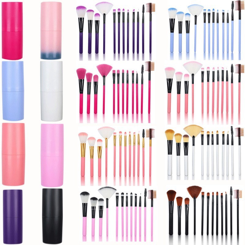 12 portable quicksand bucket makeup brush set eye shadow brush blush brush cross-border beauty tools