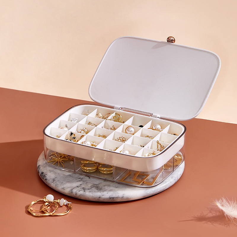 Jewelry storage box, multi-layered large-capacity necklace jewelry box, multi-grid large space classified jewelry box