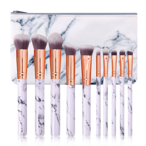 10 marble makeup brush set, 5 large, 5 small, 5 large, 5 small beauty tools, pu bucket