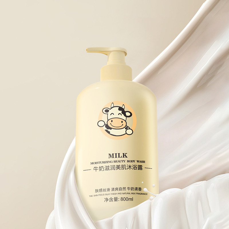 800ml Milk Shower Gel Lubricant Skin Smoothing Shampoo Body Milk Washing and Care Set Large Capacity