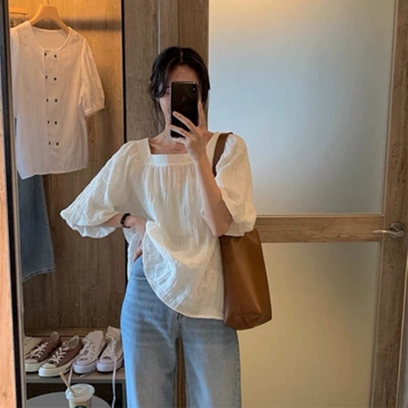 2024 summer new Korean style square collar casual and western style short-sleeved shirt