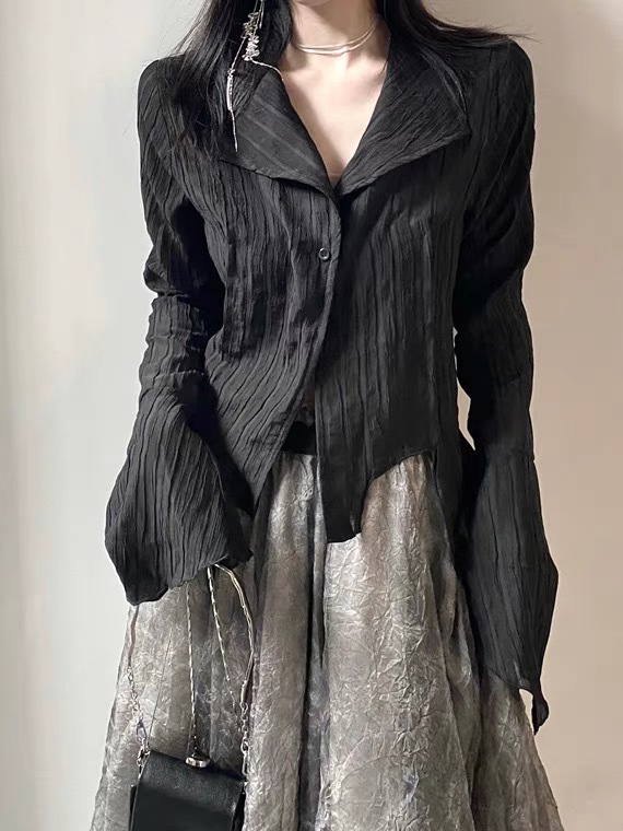 FunnJ fangji cool black girl design niche long-sleeved shirt for women retro slimming inner wear