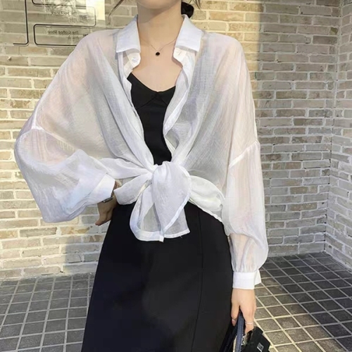 Sun protection clothing women's top cardigan thin outer shawl with skirt 2024 spring new style fairy snow