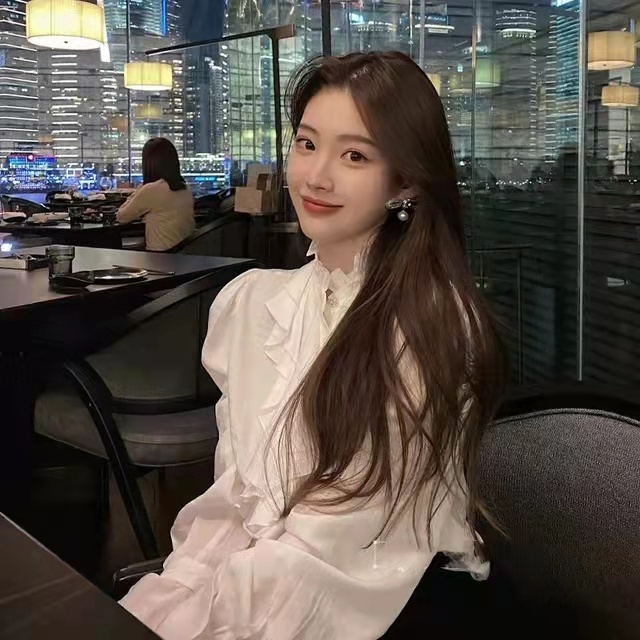 白色荷葉邊襯衫女春季2024新款韓版氣質超仙長袖襯衣寬鬆洋氣上衣