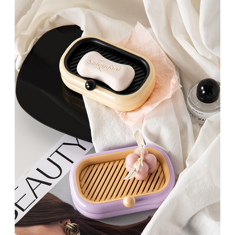 Soap box wall-mounted drain household punch-free soap storage bathroom double-layer toiletries soap rack