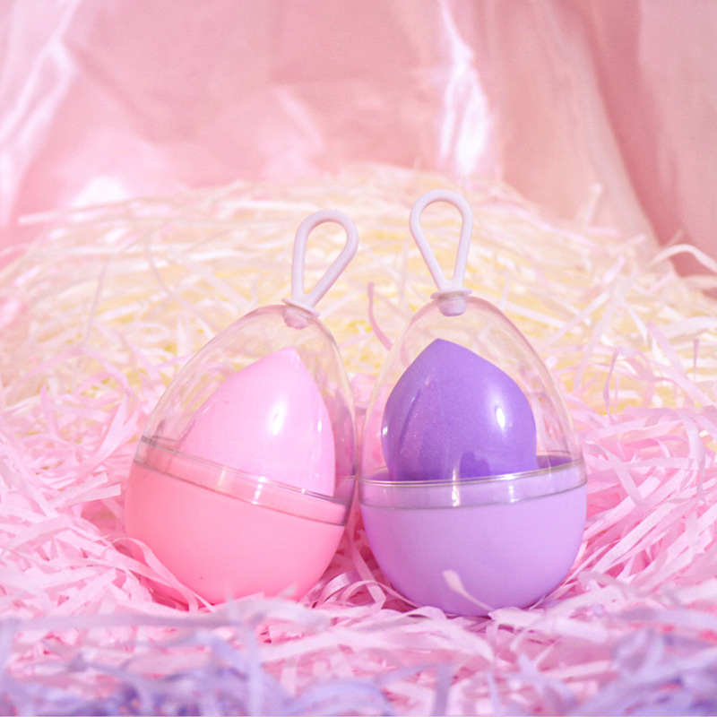 Macaron color makeup egg super soft in an egg shell manufacturer sells makeup egg storage with engraved logo