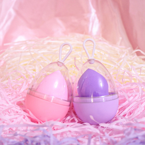 Macaron color makeup egg super soft in an egg shell manufacturer sells makeup egg storage with engraved logo