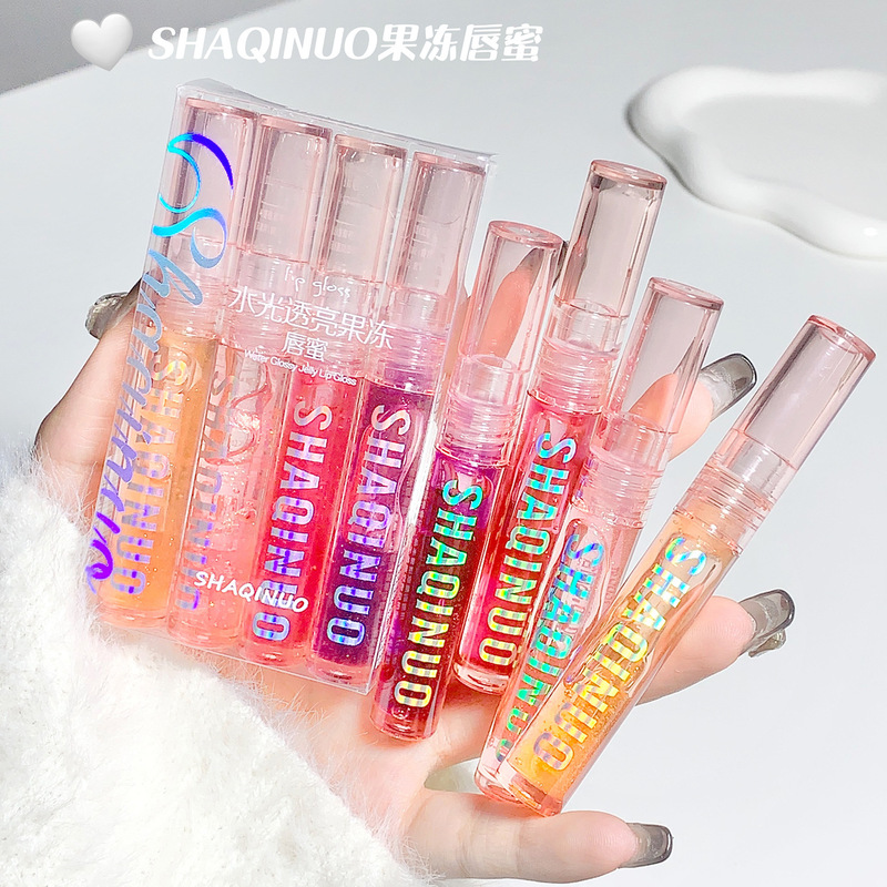 Sachino Watery Translucent Jelly Lip Gloss Clear Set Moisturizing and Moisturizing Pearlescent Fine Glitter Glass Lip Lip Mask