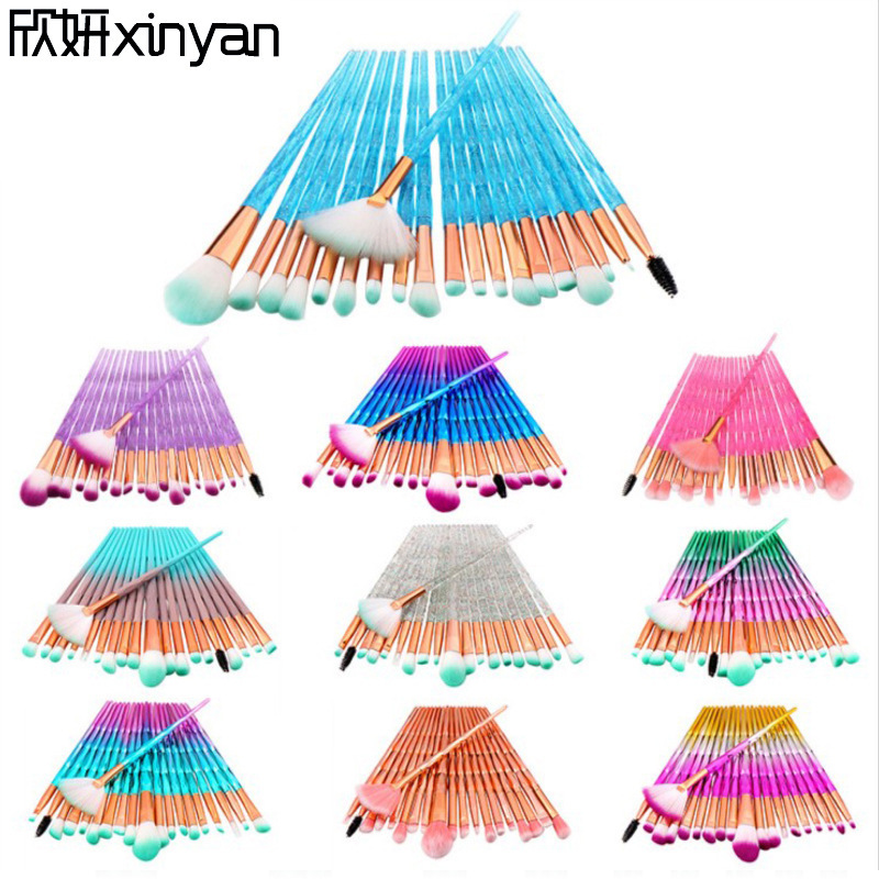 20 pieces diamond handle eye makeup brush set, eye brushes, eye shadow brushes, beauty tools, complete set of beauty tools